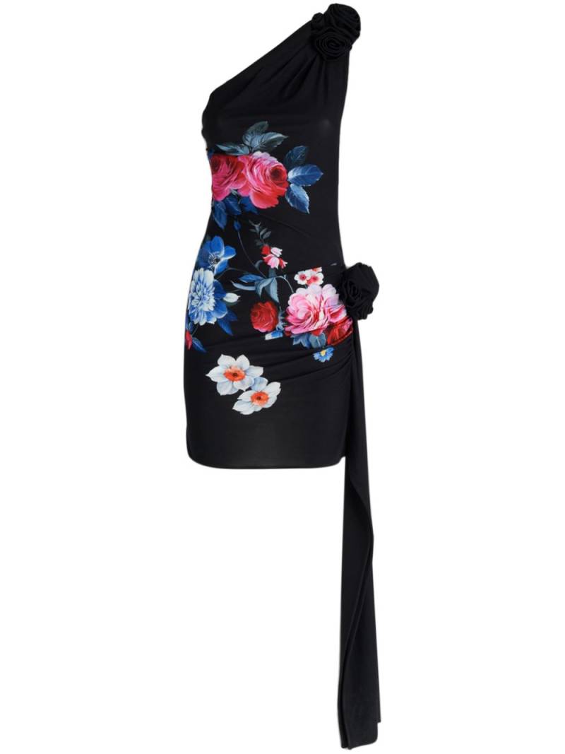 Magda Butrym one-shoulder floral-print mini dress - Black von Magda Butrym