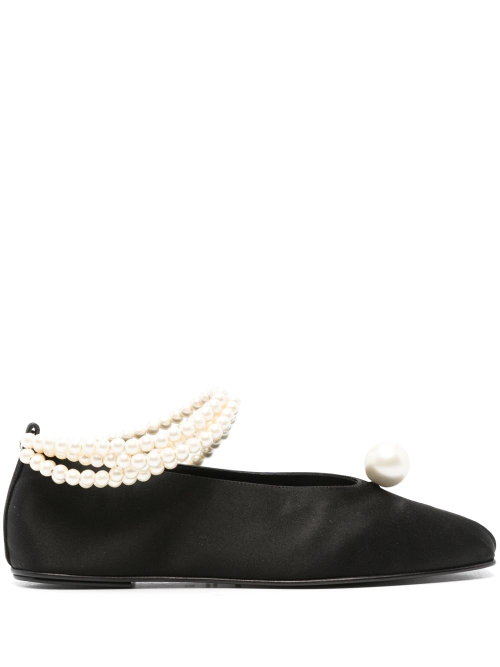 Magda Butrym pearl-embellished satin ballerina shoes - Black von Magda Butrym