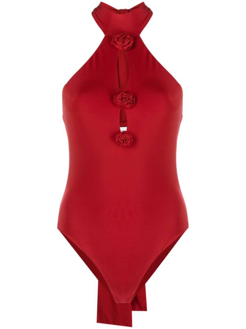 Magda Butrym rose-appliqué halterneck bodysuit - Red von Magda Butrym