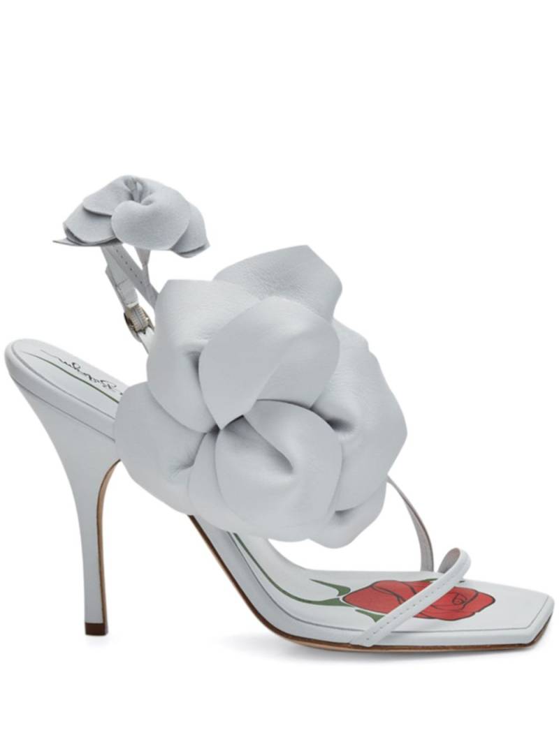 Magda Butrym rose-appliqué leather sandals - White von Magda Butrym