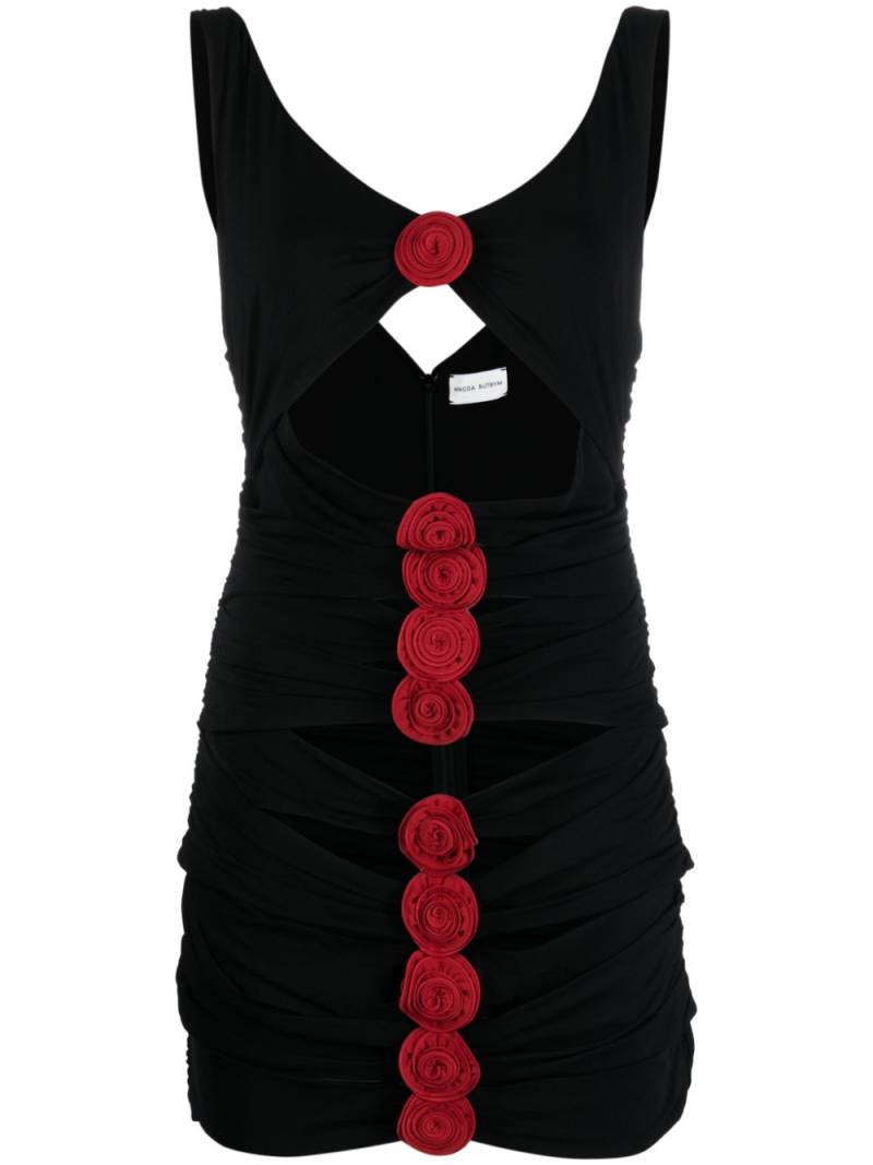 Magda Butrym rose-appliqué minidress - Black von Magda Butrym