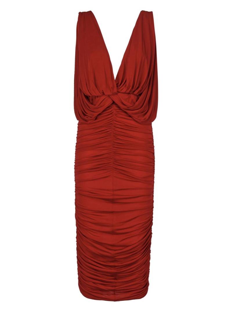 Magda Butrym ruched V-neck midi dress - Red von Magda Butrym