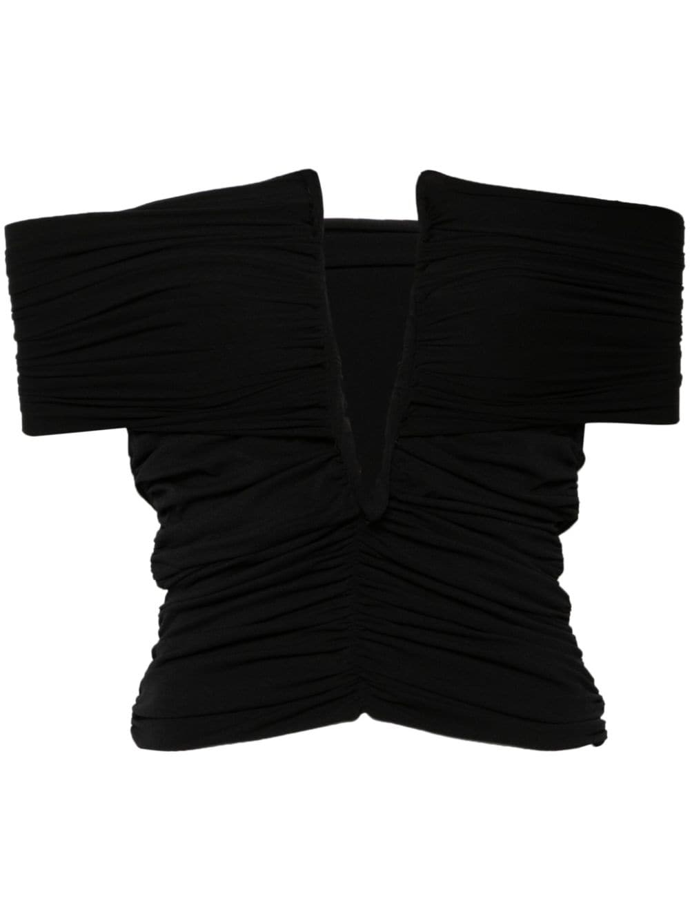 Magda Butrym ruched plunge wrap blouse - Black von Magda Butrym