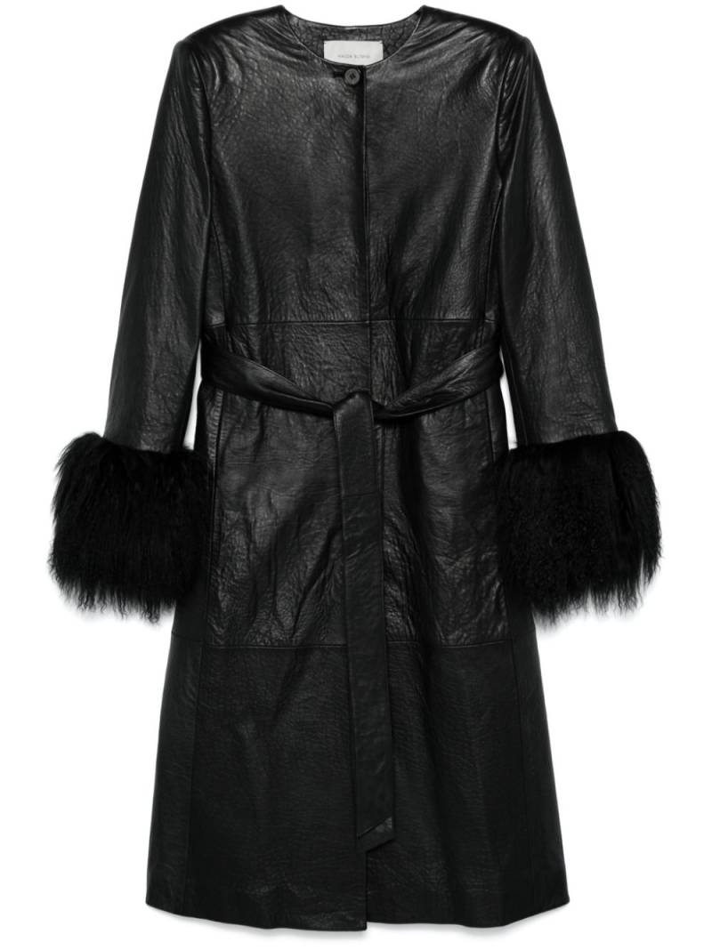 Magda Butrym shearling-trim coat - Black von Magda Butrym