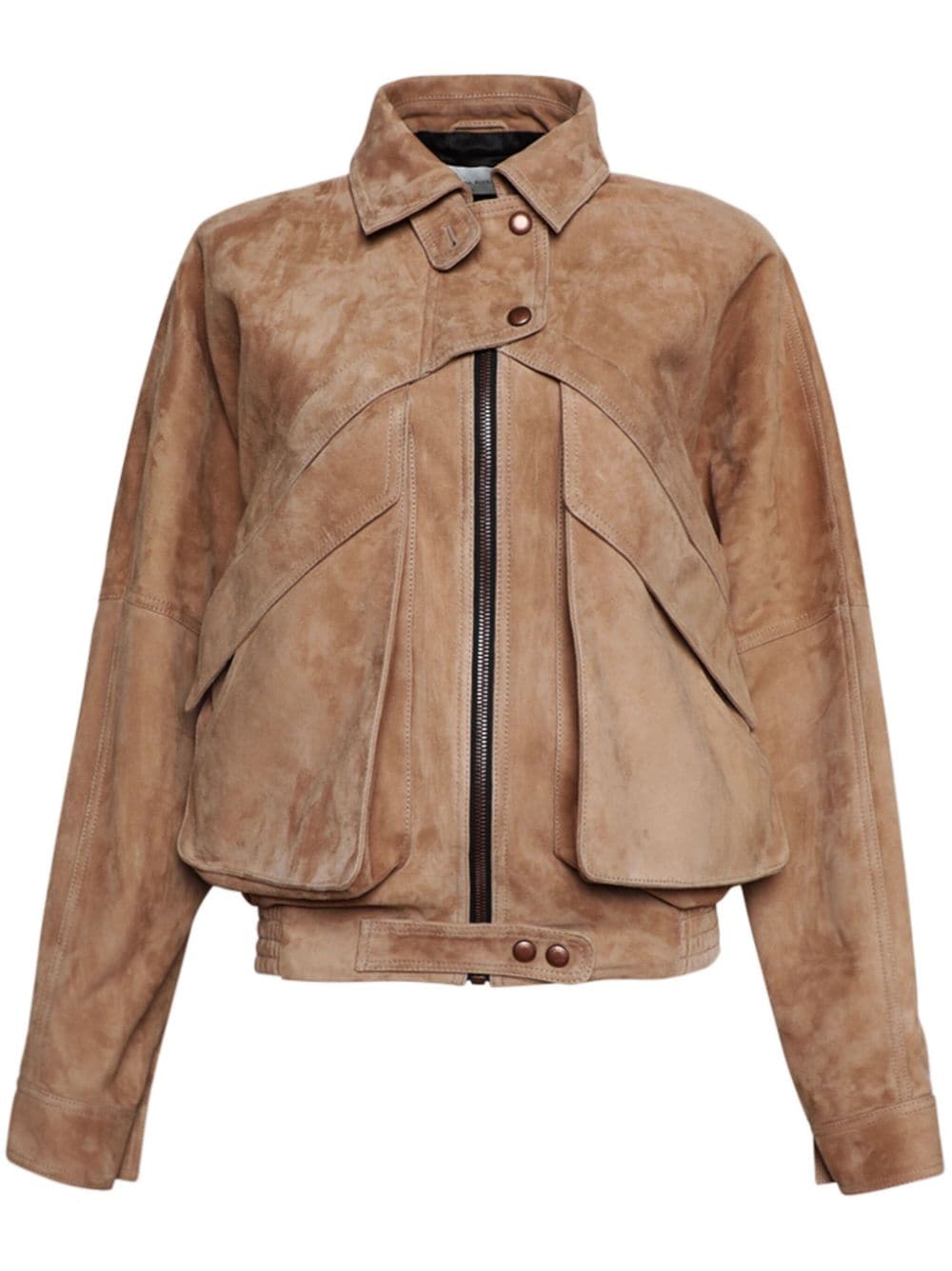 Magda Butrym spread-collar suede bomber jacket - Brown von Magda Butrym