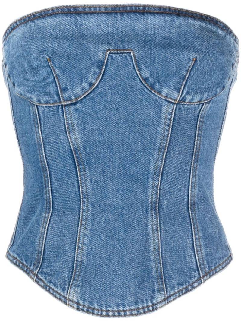 Magda Butrym strapless denim corset top - Blue von Magda Butrym