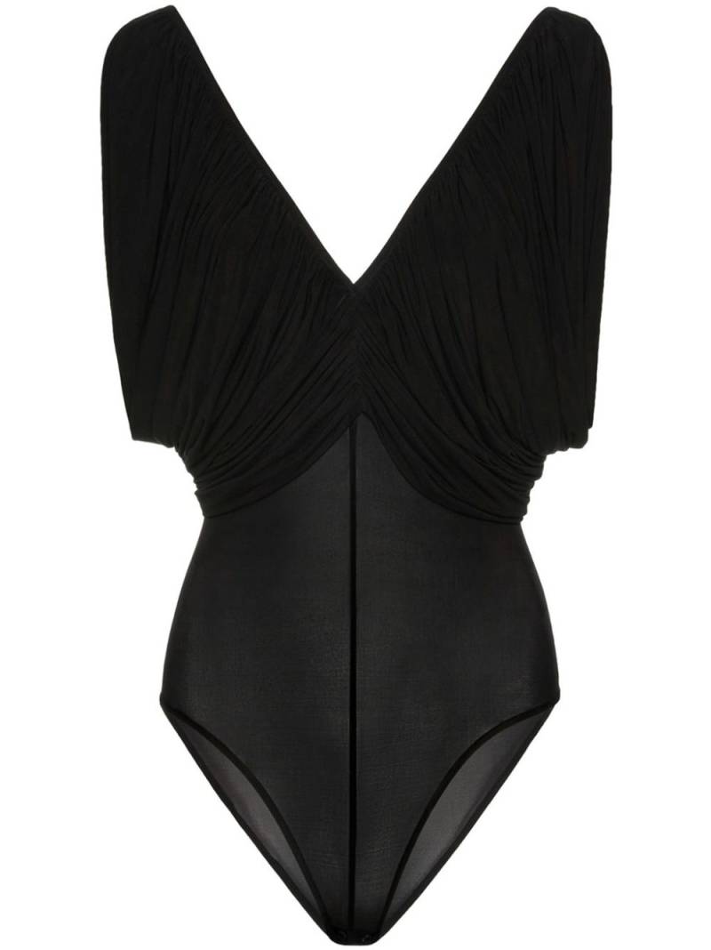 Magda Butrym v-neck ruched body - Black von Magda Butrym