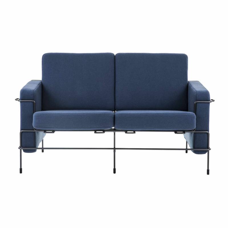 Traffic_2 2er Stoff-Sofa , Bezug kvadrat tonus 4 - 210/blau, Gestell schwarz 5013 von Magis Spa