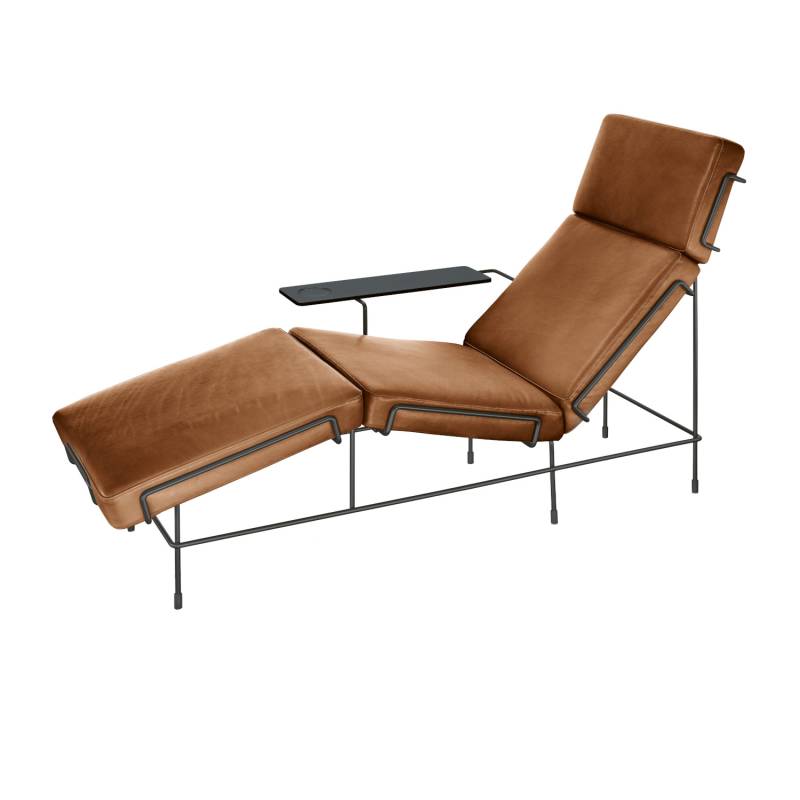 Traffic_2 Chaise Longue Liege, Bezug kvadrat tonus 4 - 216/grau, Gestell weiss 5011 von Magis Spa