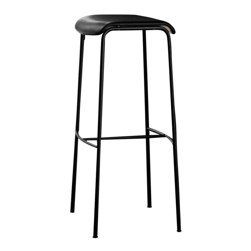 Pause Bar Stool Barhocker, Holz oak, black stained, Gestell tubular steel: bright chrome, Grösse b. 41 x t. 35 x h. 65 x sh. 65cm von Magnus Olesen