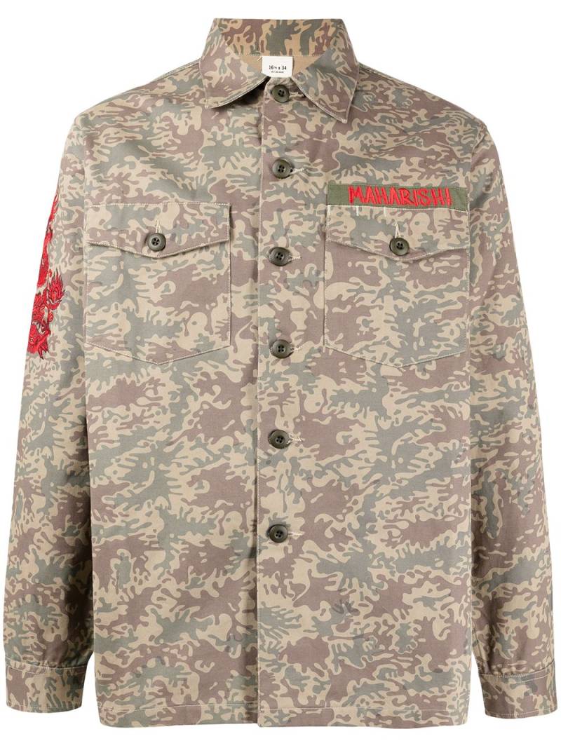 Maharishi Camo Dragon embroidered shirt - Brown von Maharishi