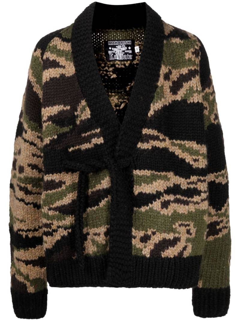 Maharishi V-neck camouflage-pattern cardigan - Black von Maharishi