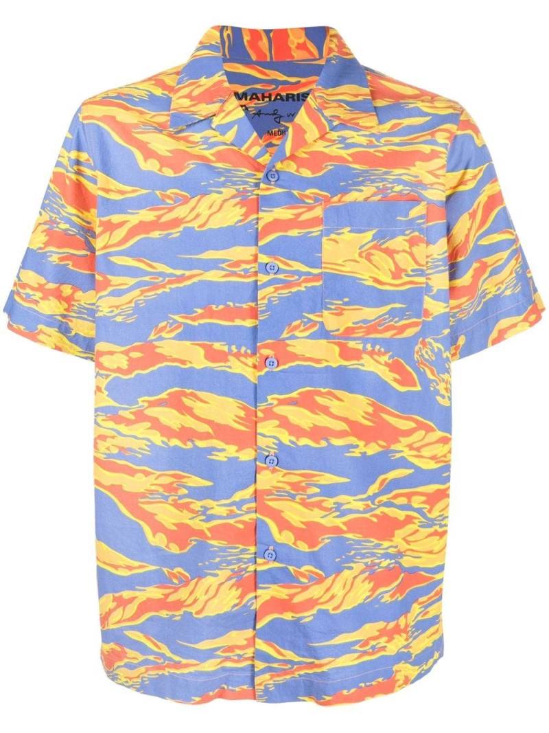 Maharishi graphic-print camp-collar shirt - Blue von Maharishi