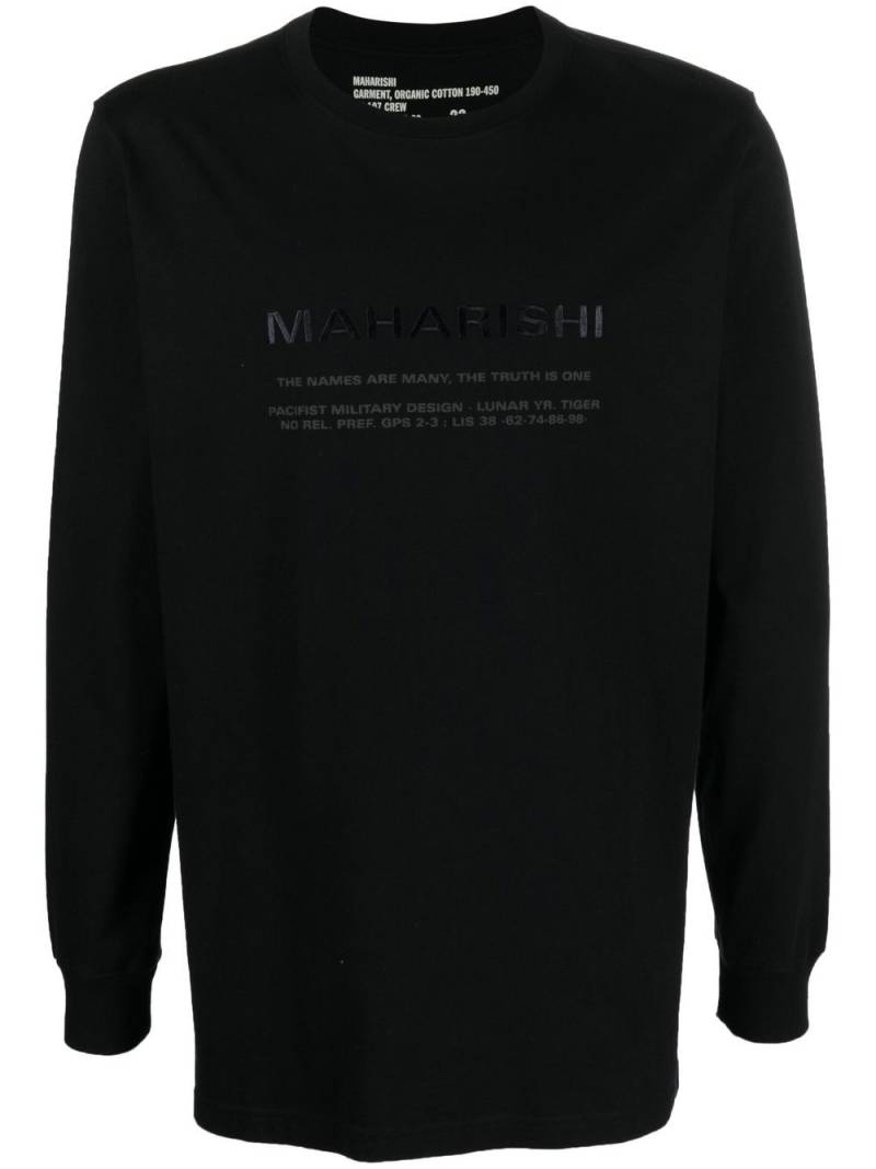 Maharishi logo-print long-sleeve T-shirt - Black von Maharishi