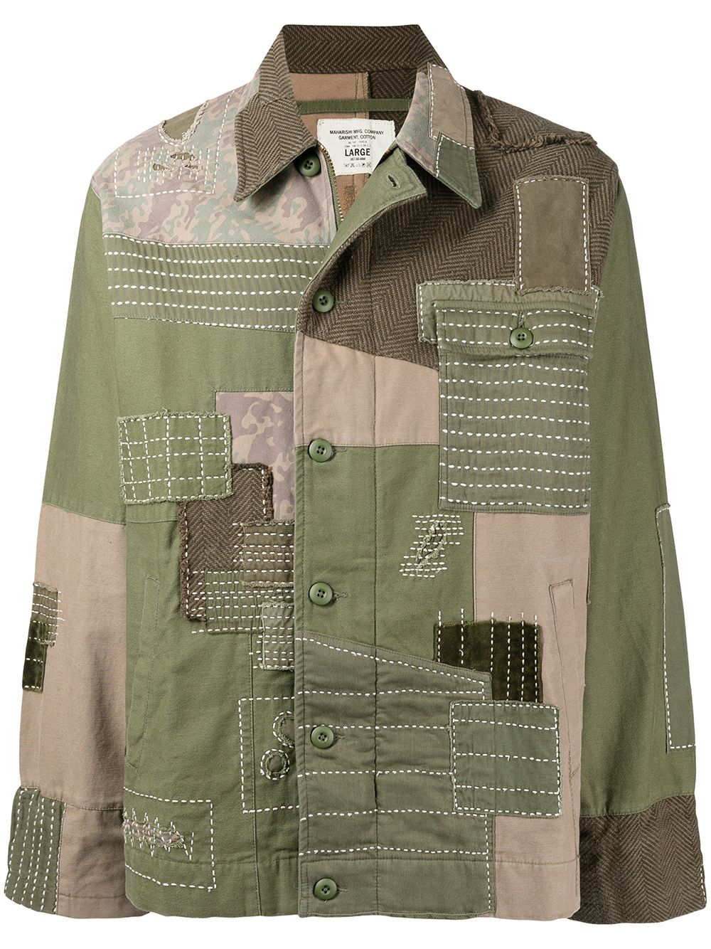 Maharishi patchwork-detail cotton shirt - Green von Maharishi