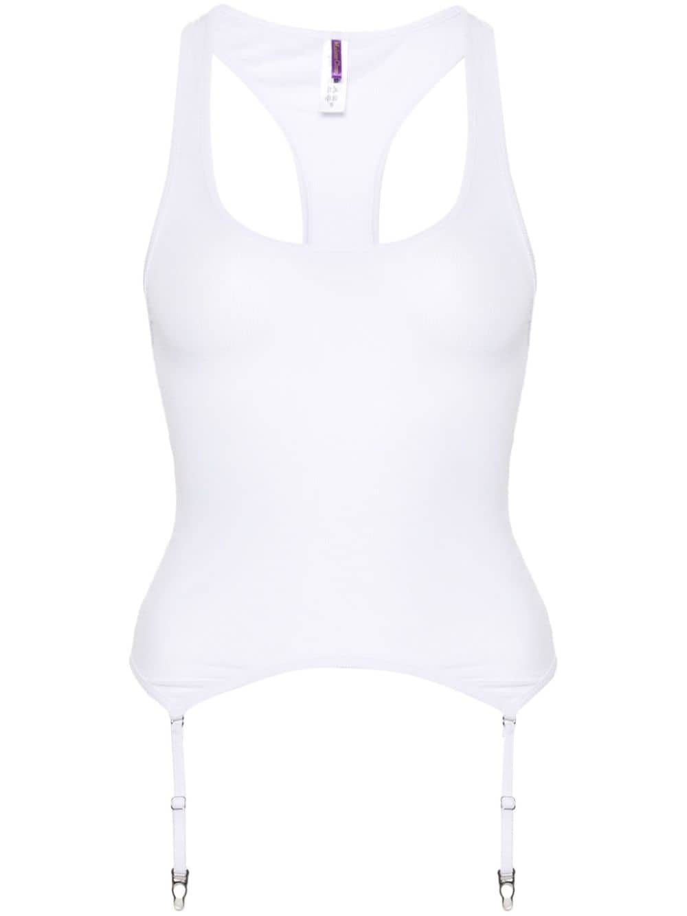 Maison Close La Femme Amazone suspenders-detail tank top - White von Maison Close