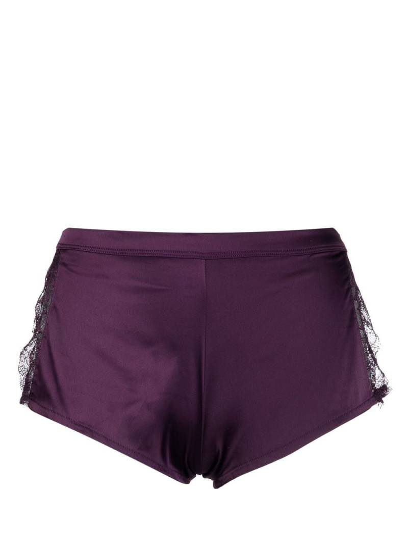 Maison Close Villa satin mini shorts - Purple von Maison Close