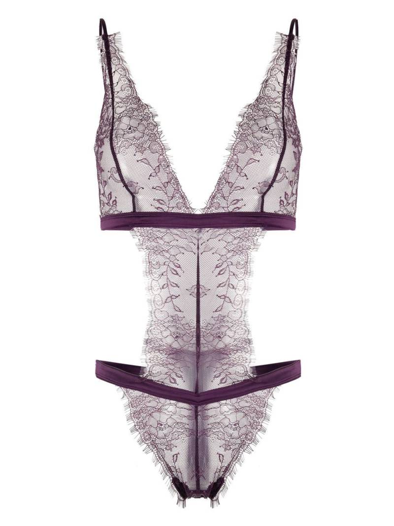 Maison Close lace-panel detail body - Purple von Maison Close