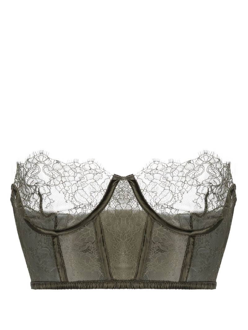 Maison Close lace-trim detail bustier top - Green von Maison Close