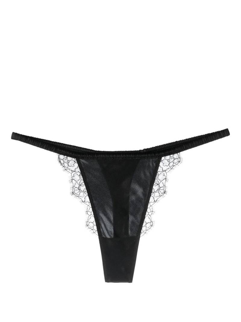 Maison Close lace-trim satin thong - Black von Maison Close