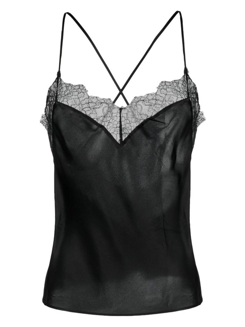 Maison Close Rendez-Vous lace-trim silk camisole - Black von Maison Close