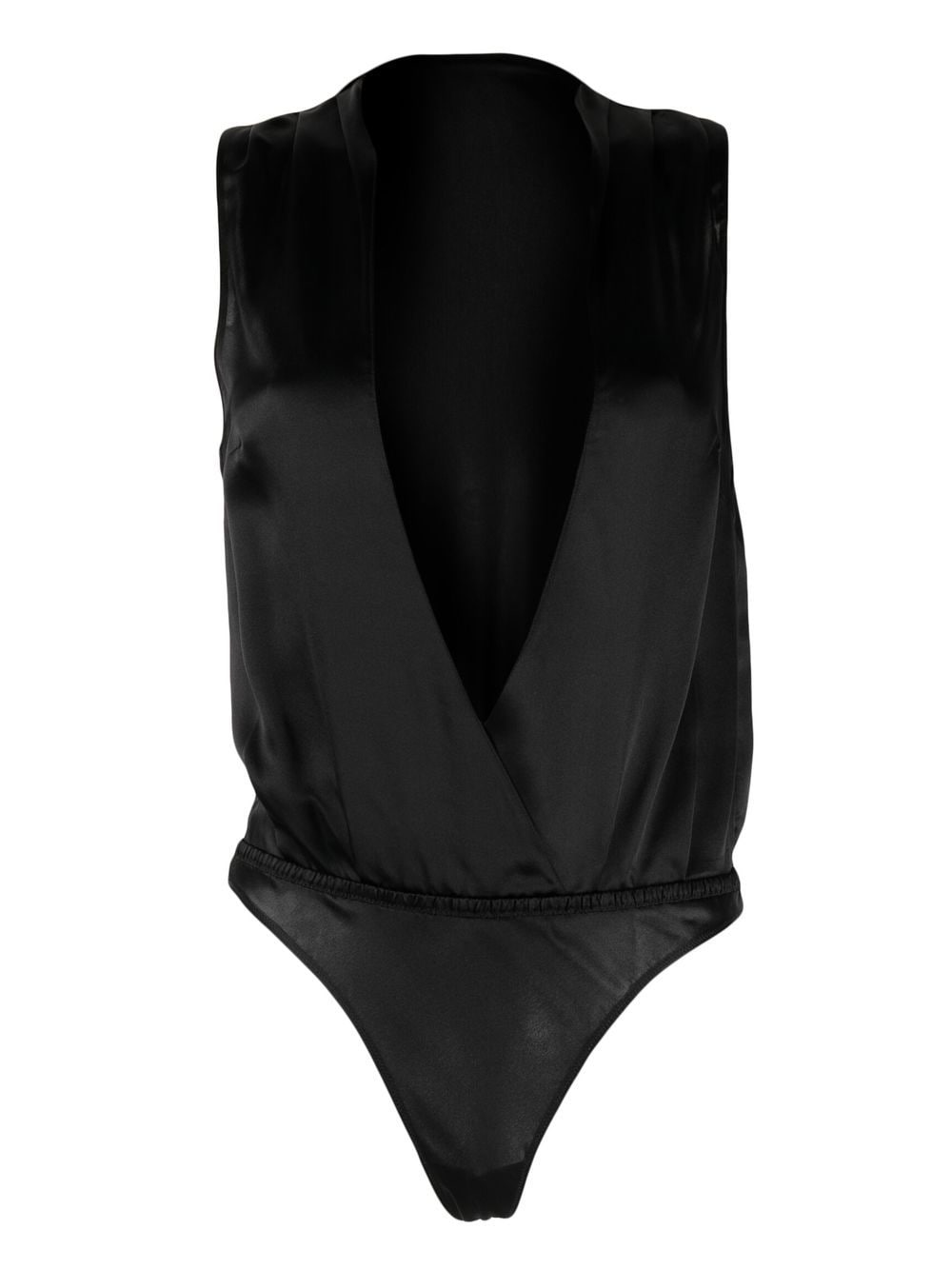 Maison Close V-neck silk bodysuit - Black von Maison Close