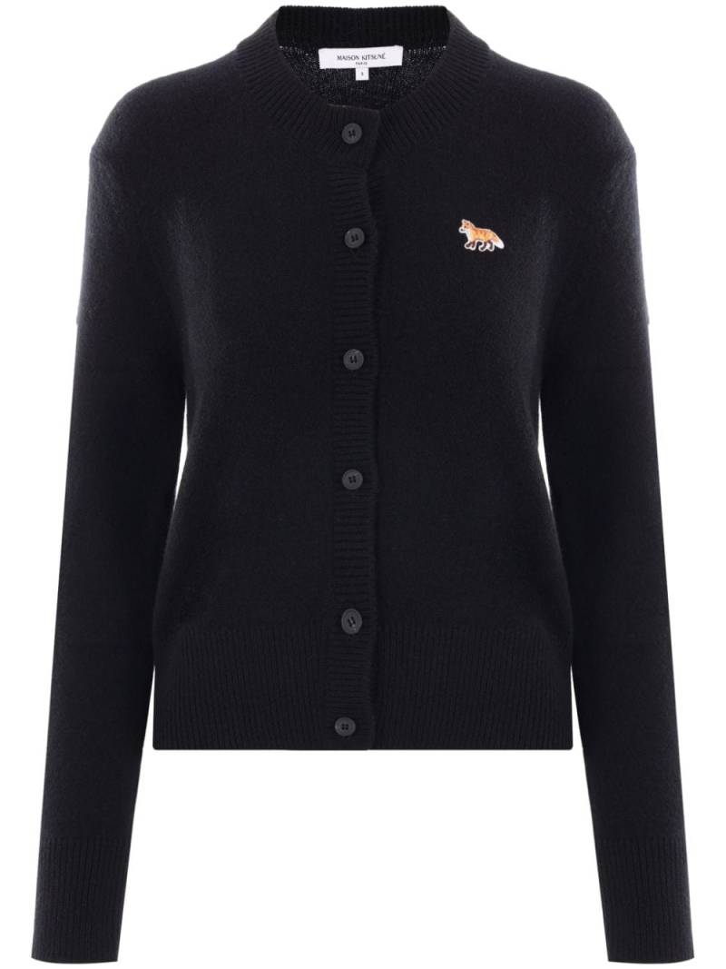 Maison Kitsuné Baby Fox-appliqué wool cardigan - Black von Maison Kitsuné