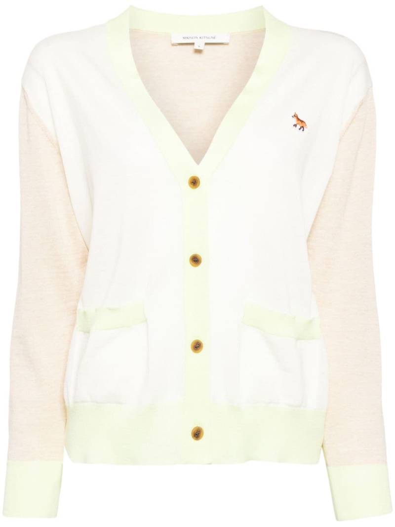 Maison Kitsuné Baby Fox-embroidered wool cardigan - White von Maison Kitsuné