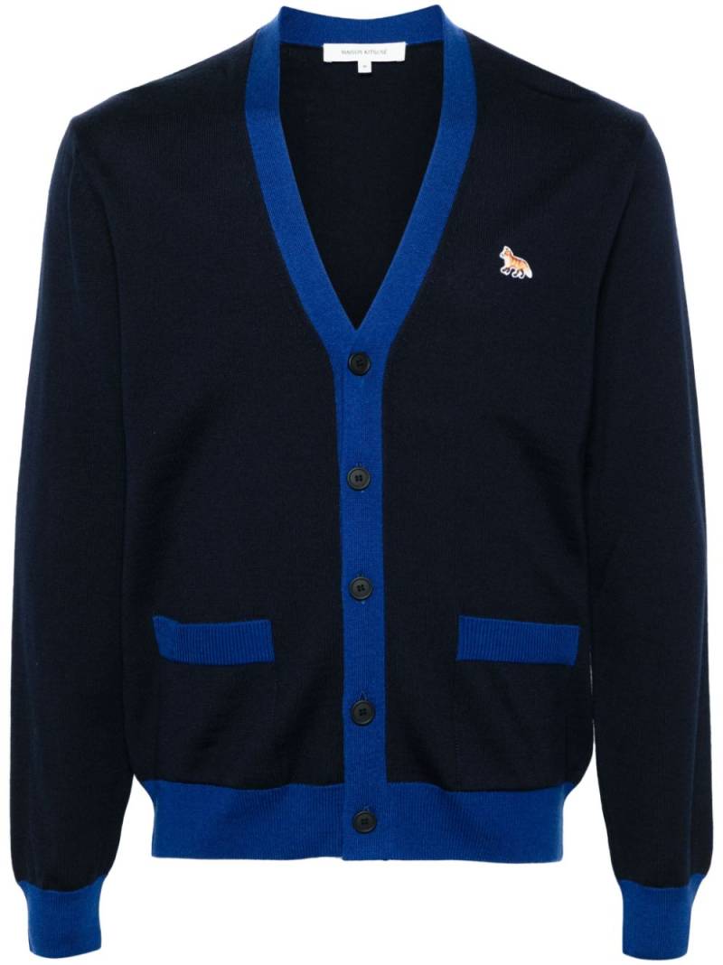 Maison Kitsuné Baby Fox-patch wool cardigan - Blue von Maison Kitsuné