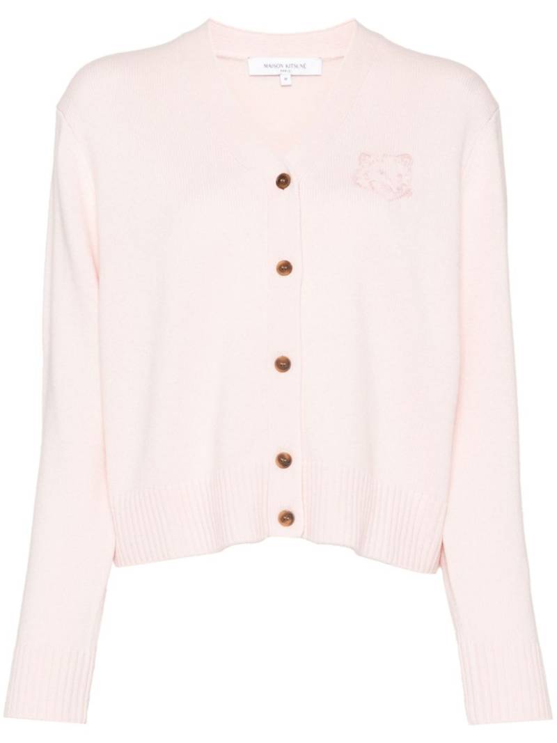 Maison Kitsuné Bold Fox Head embroidered cardigan - Pink von Maison Kitsuné