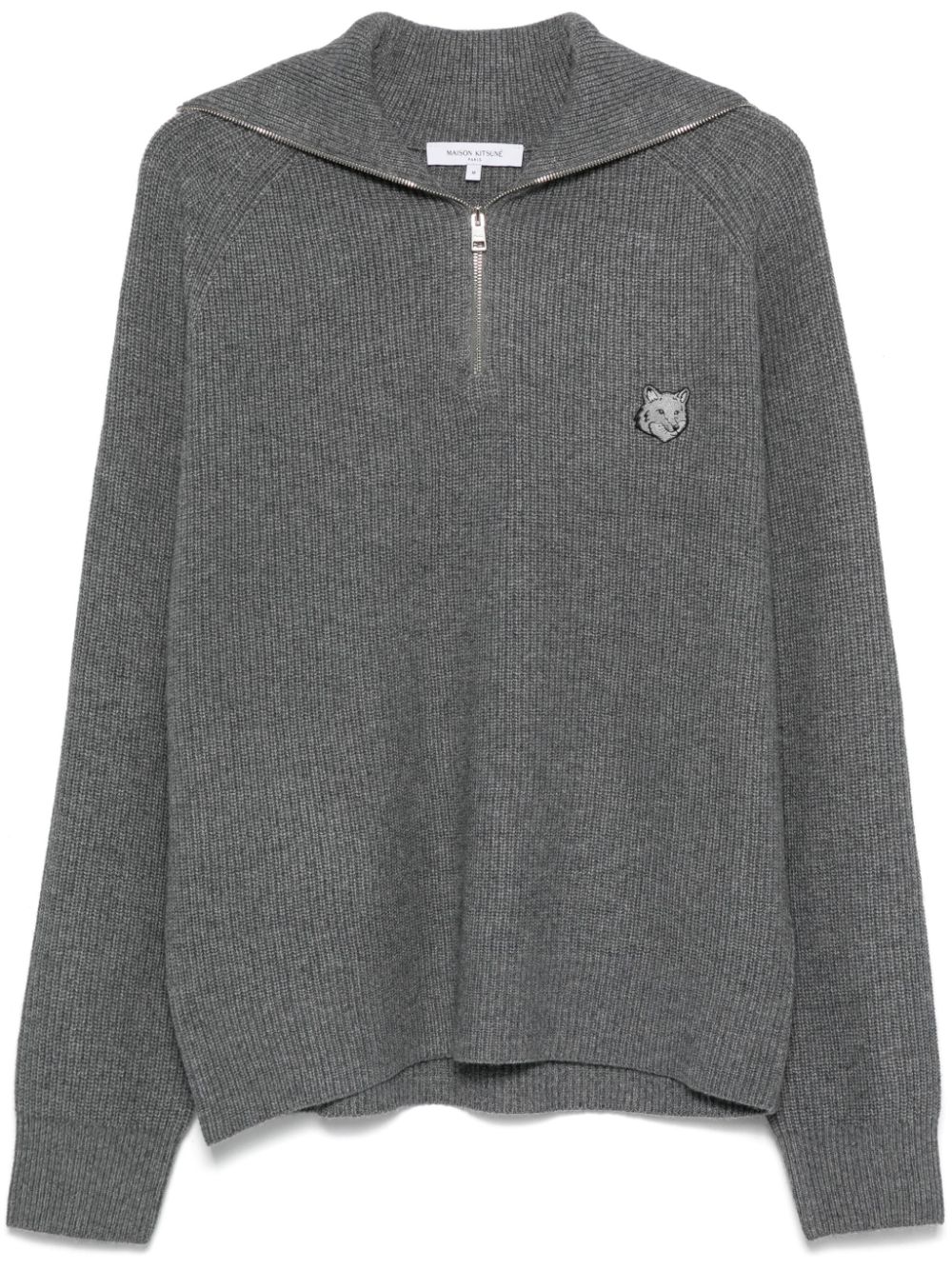 Maison Kitsuné Bold Fox Head-patch ribbed sweater - Grey von Maison Kitsuné