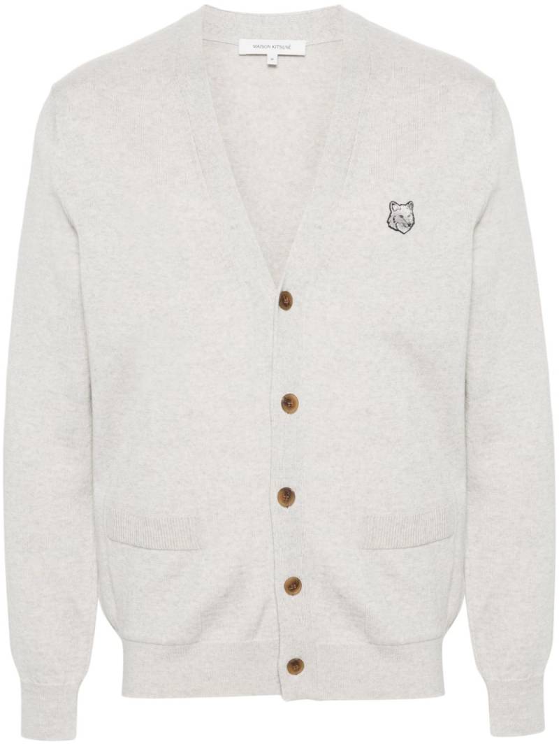 Maison Kitsuné Bold Fox Head wool cardigan - Grey von Maison Kitsuné