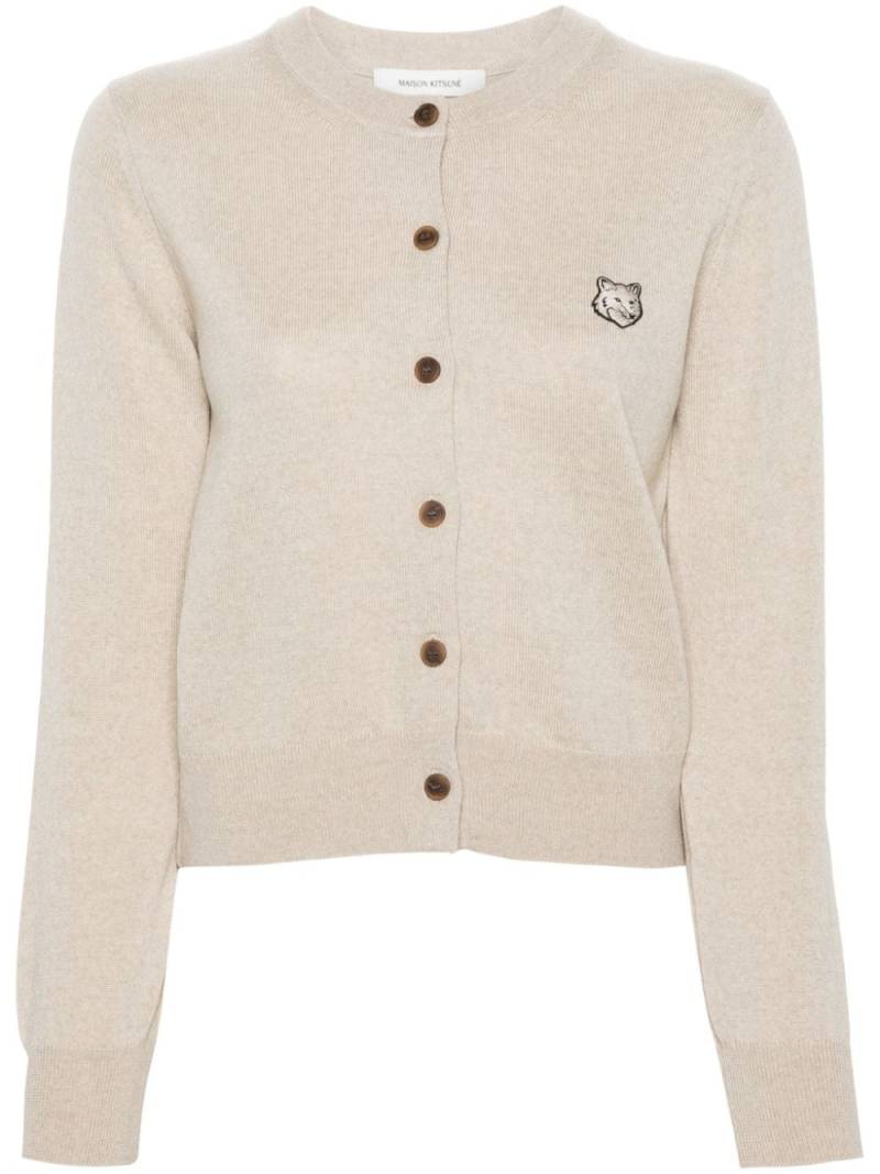 Maison Kitsuné Bold Fox Head wool cardigan - Neutrals von Maison Kitsuné