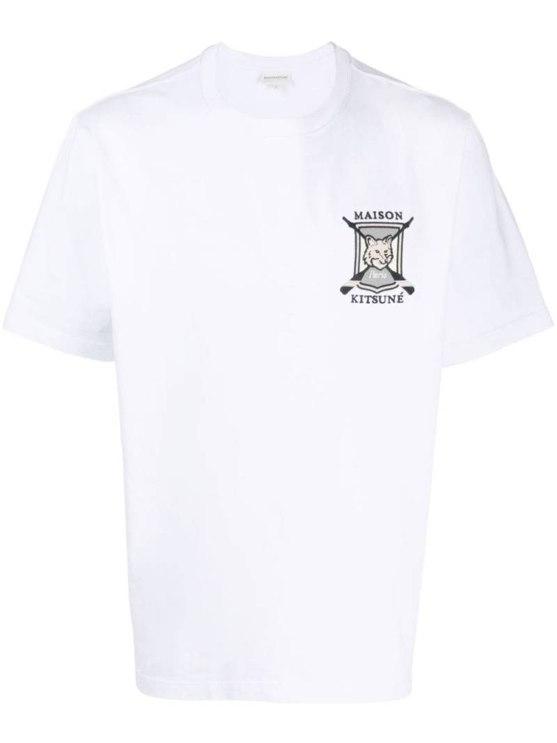 Maison Kitsuné College Fox-embroidered cotton T-shirt - White von Maison Kitsuné