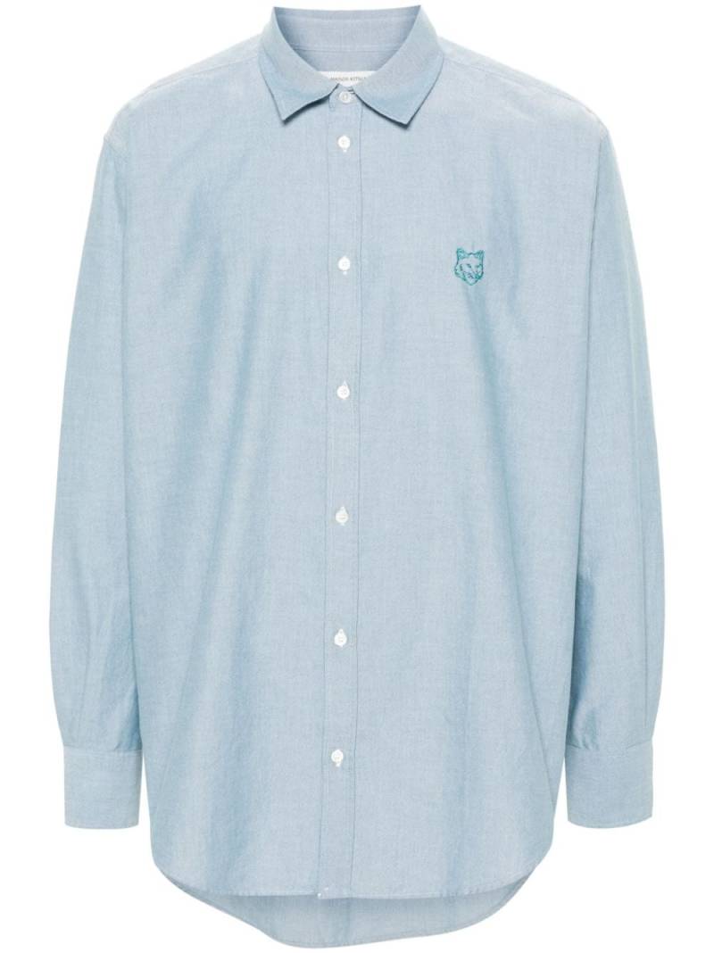 Maison Kitsuné Contour Fox Head-embroidery cotton shirt - Blue von Maison Kitsuné