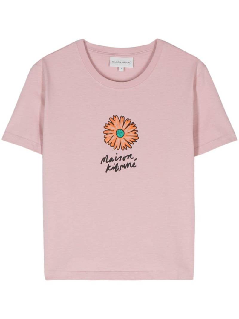 Maison Kitsuné Floating Flower-print cotton T-shirt - Pink von Maison Kitsuné