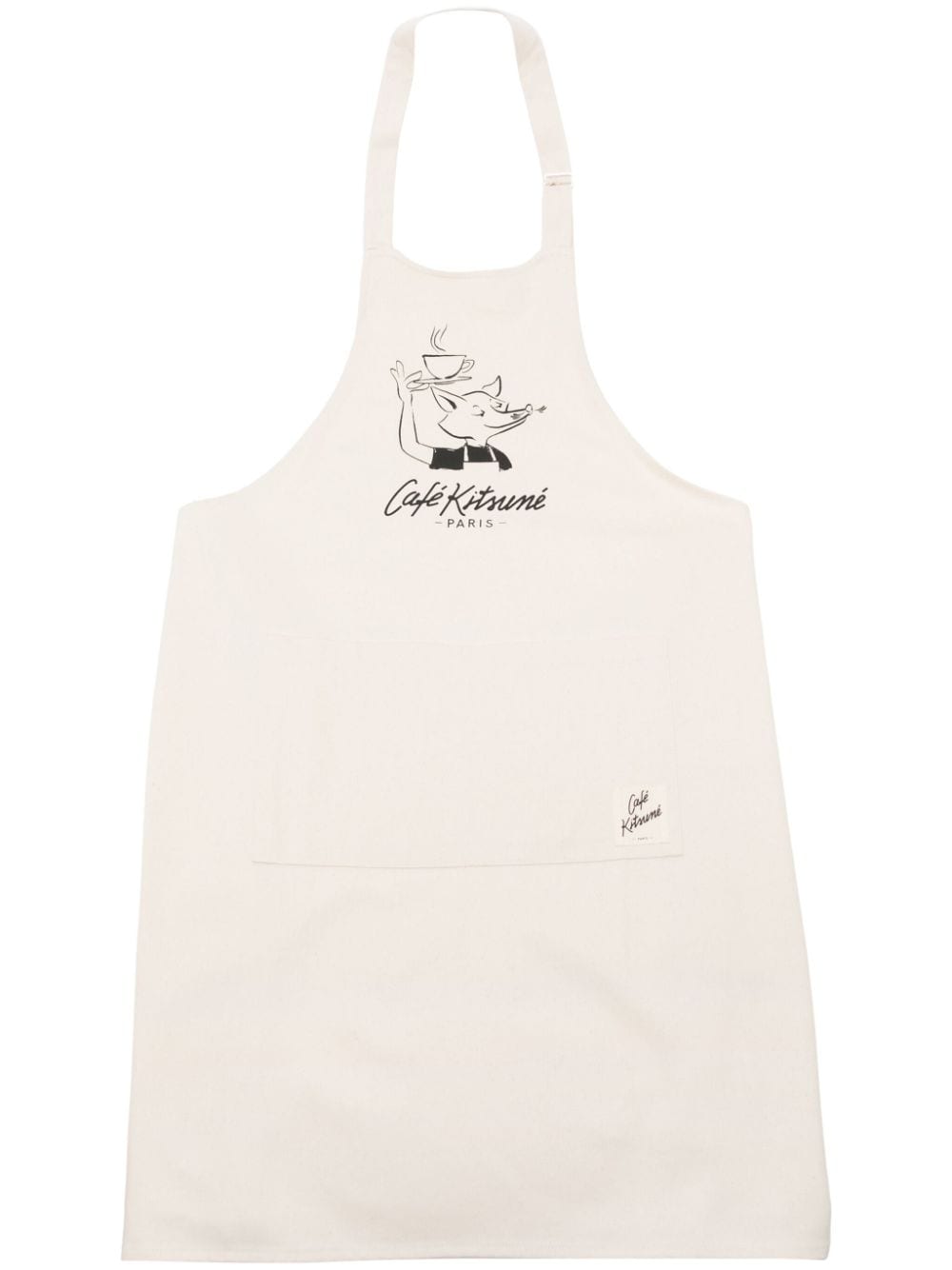 Maison Kitsuné Fox Cup cotton apron - White von Maison Kitsuné