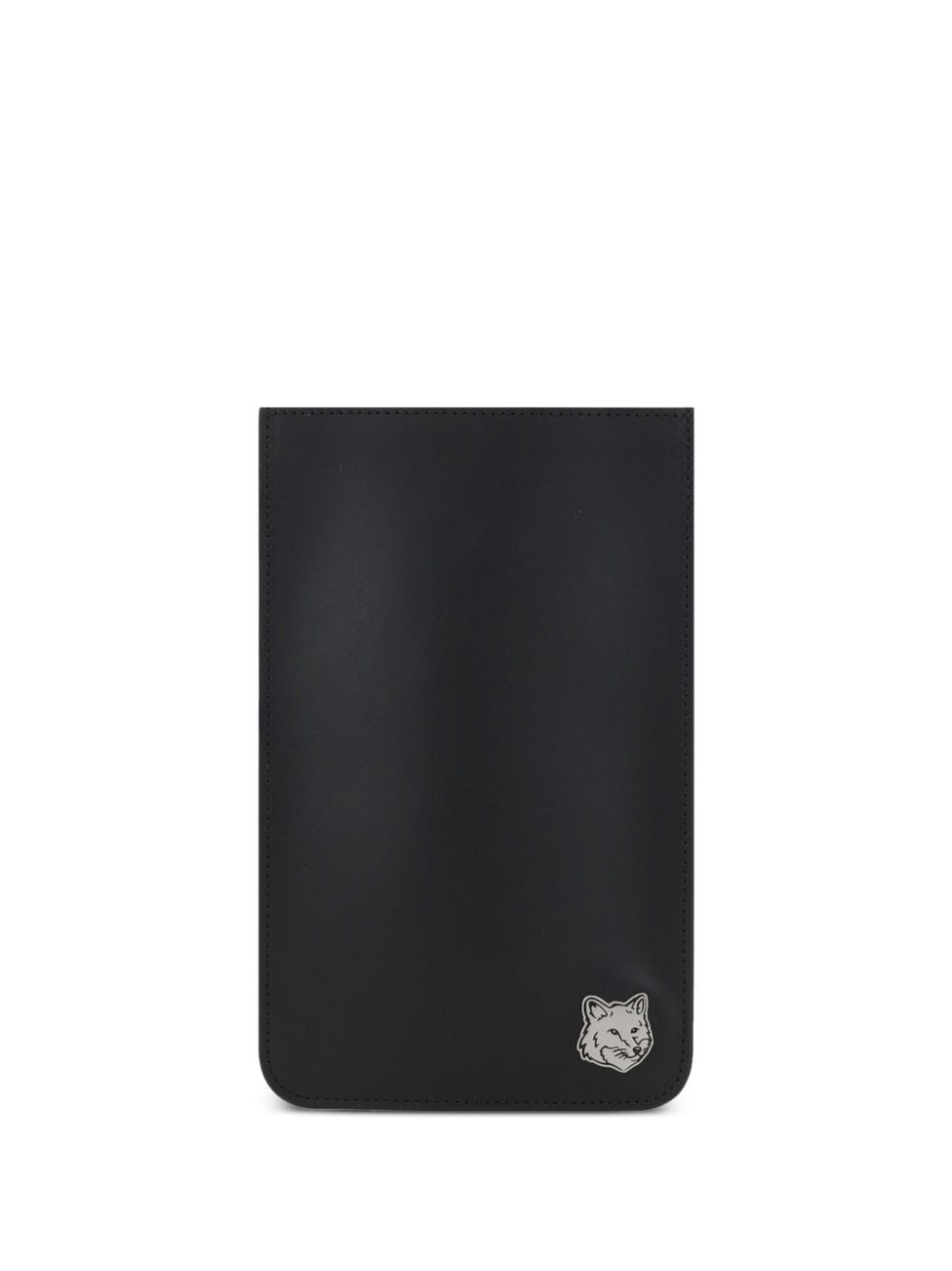 Maison Kitsuné Fox Head-appliqué leather phone pouch - Black von Maison Kitsuné