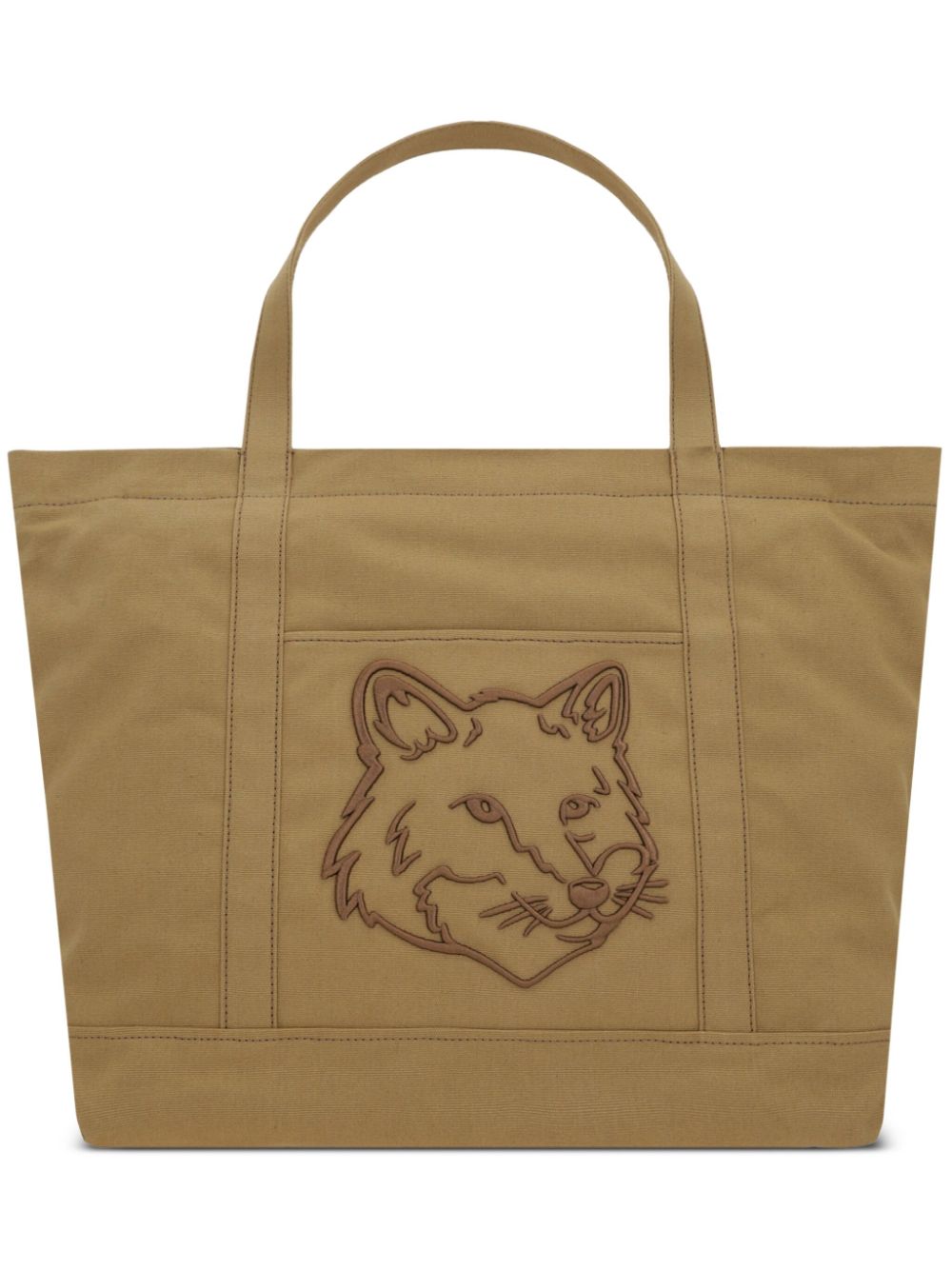 Maison Kitsuné Fox Head-embroidered tote bag - Brown von Maison Kitsuné