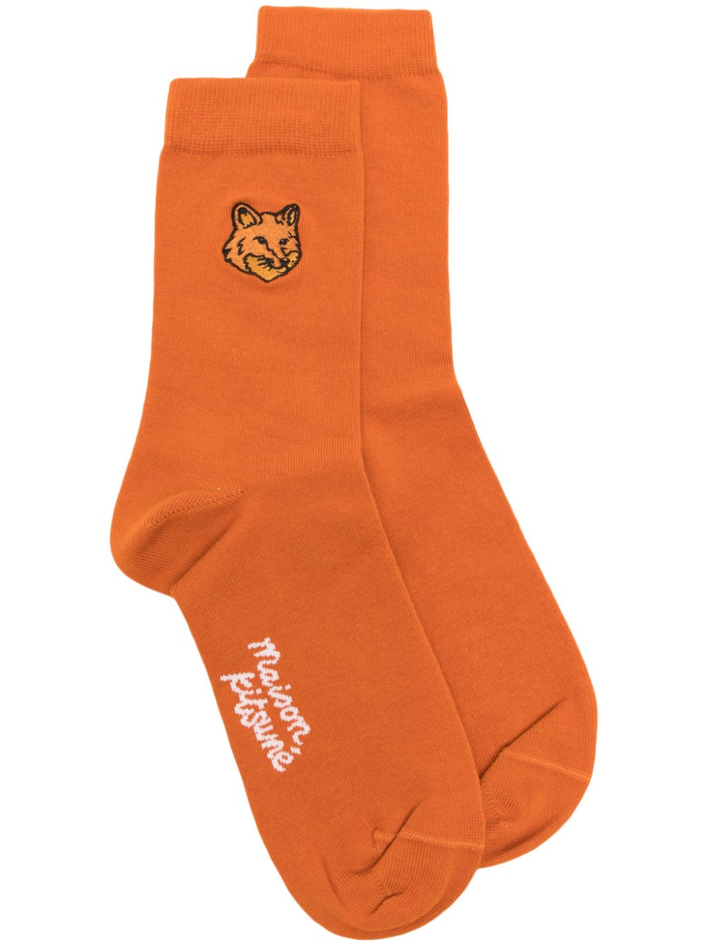 Maison Kitsuné Fox Head logo-intarsia socks - Brown von Maison Kitsuné