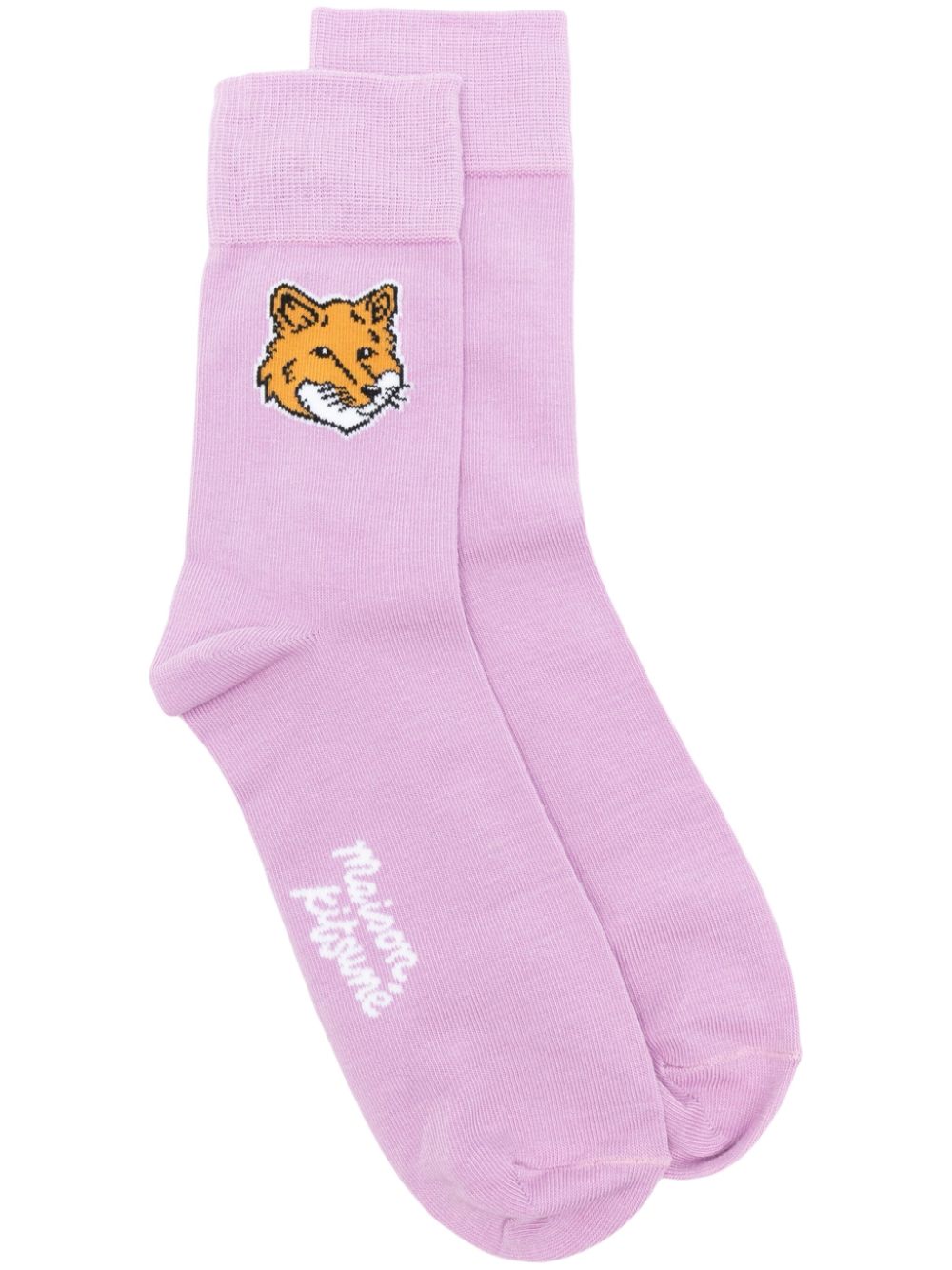 Maison Kitsuné Fox Head logo-intarsia socks - Purple von Maison Kitsuné