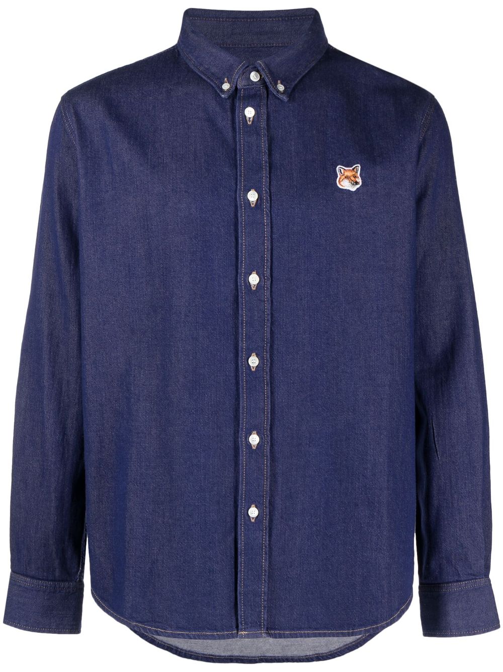 Maison Kitsuné Fox Head-motif cotton shirt - Blue von Maison Kitsuné