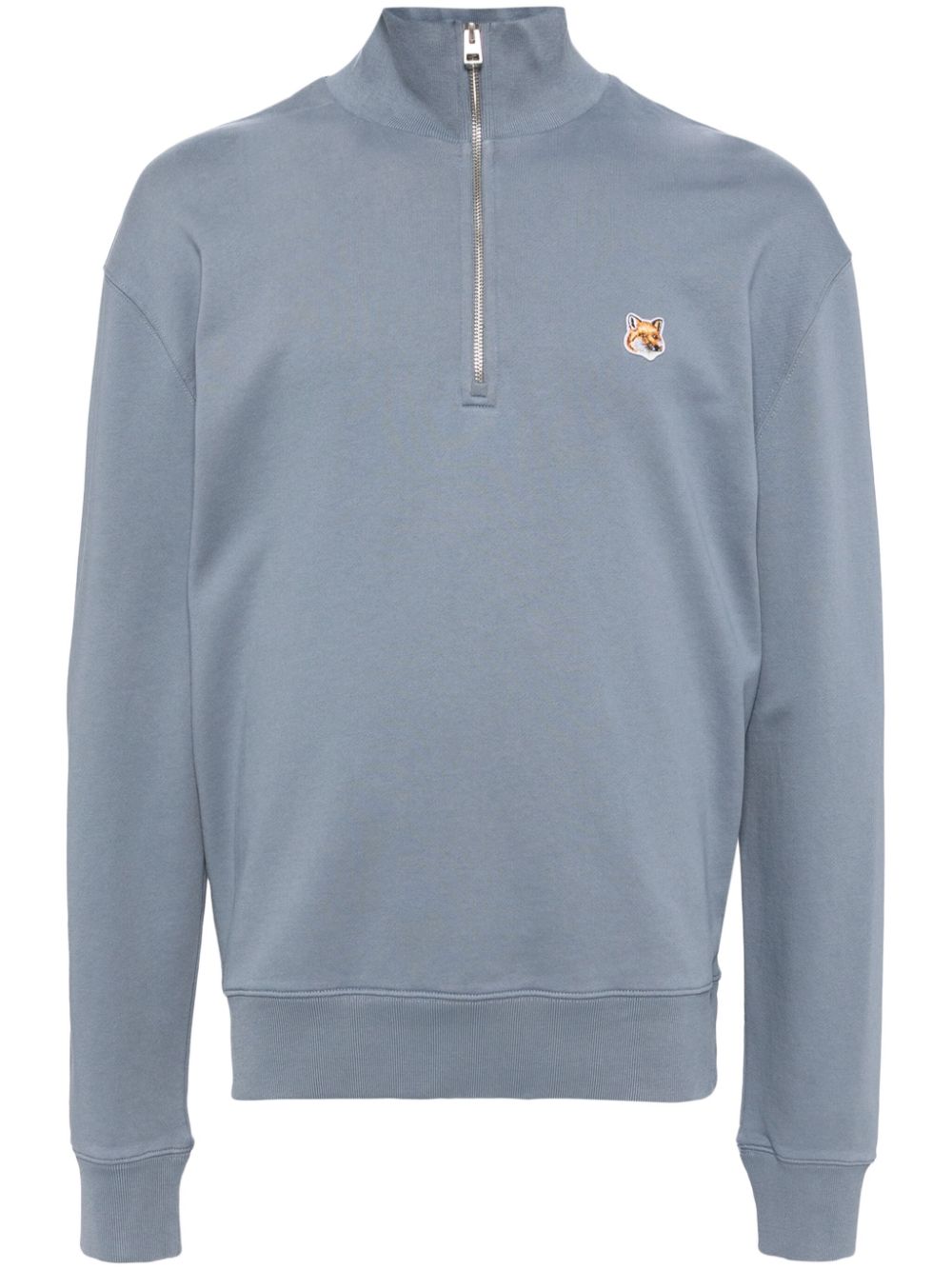 Maison Kitsuné Fox Head-patch half-zip sweatshirt - Blue von Maison Kitsuné