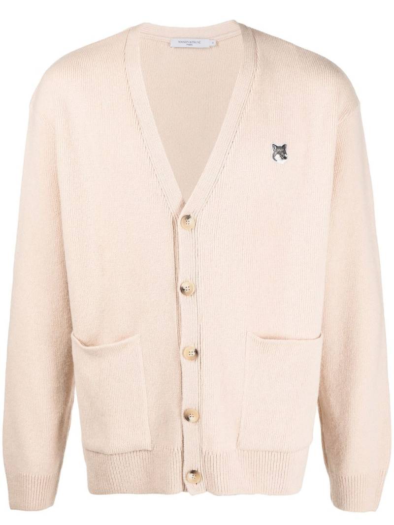 Maison Kitsuné Fox Head patch wool cardigan - Neutrals von Maison Kitsuné