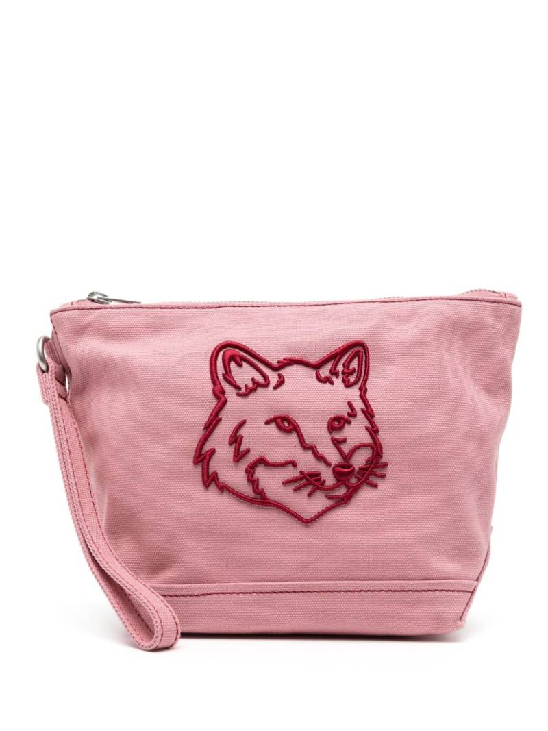 Maison Kitsuné Fox Head zipped pouch - Pink von Maison Kitsuné