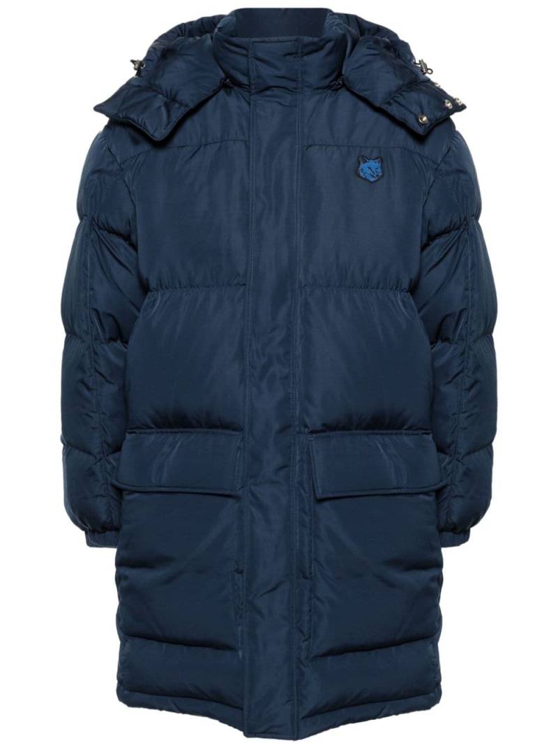 Maison Kitsuné Fox-appliqué padded coat - Blue von Maison Kitsuné