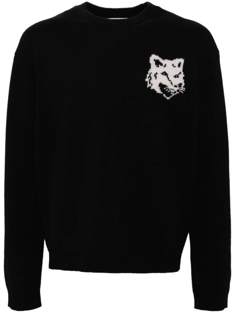 Maison Kitsuné Fox head intarsia jumper - Black von Maison Kitsuné