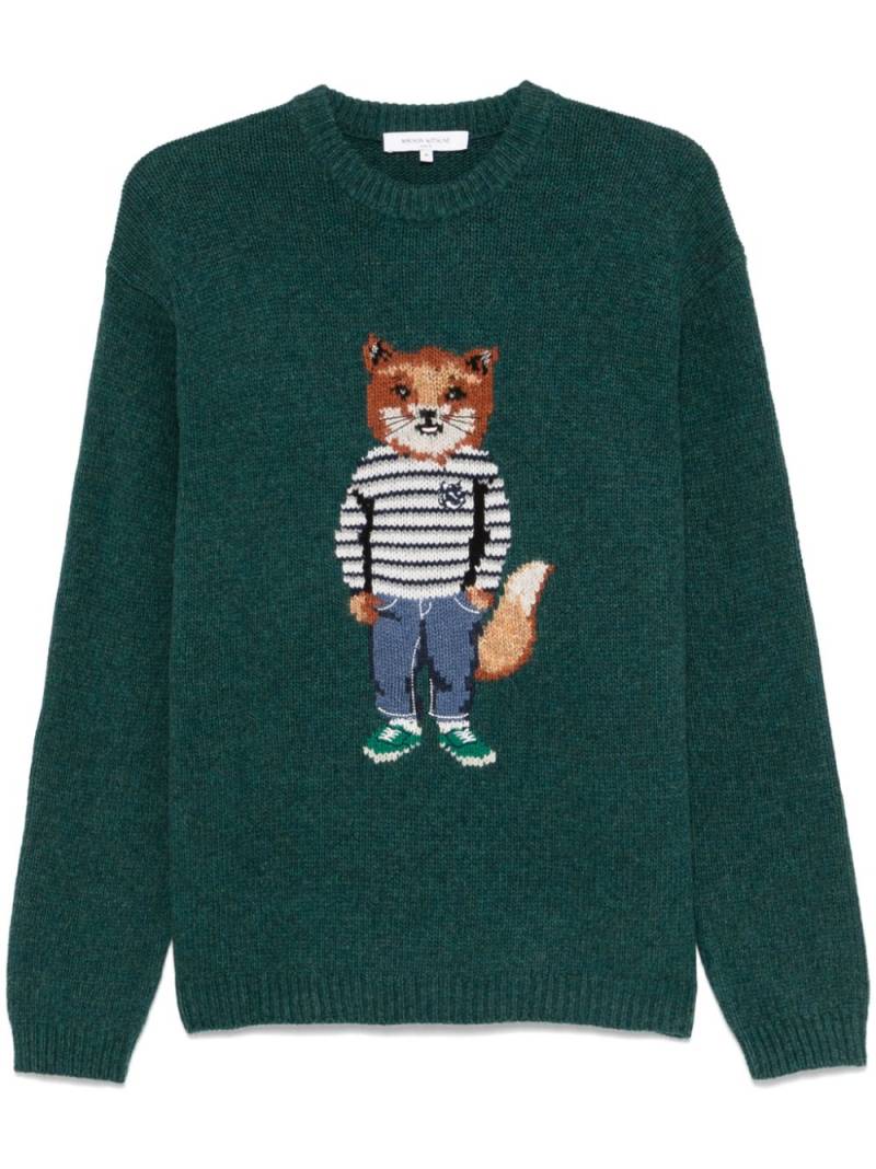 Maison Kitsuné Fox intarsia-knit sweater - Green von Maison Kitsuné