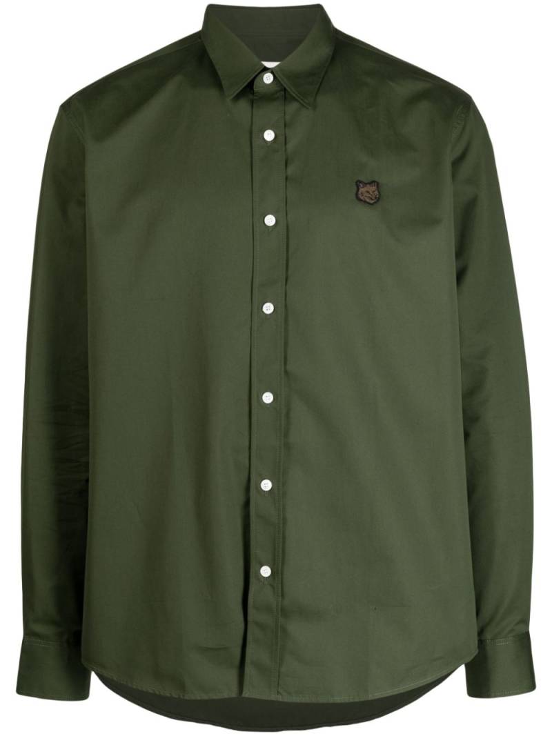 Maison Kitsuné Fox-appliqué cotton shirt - Green von Maison Kitsuné