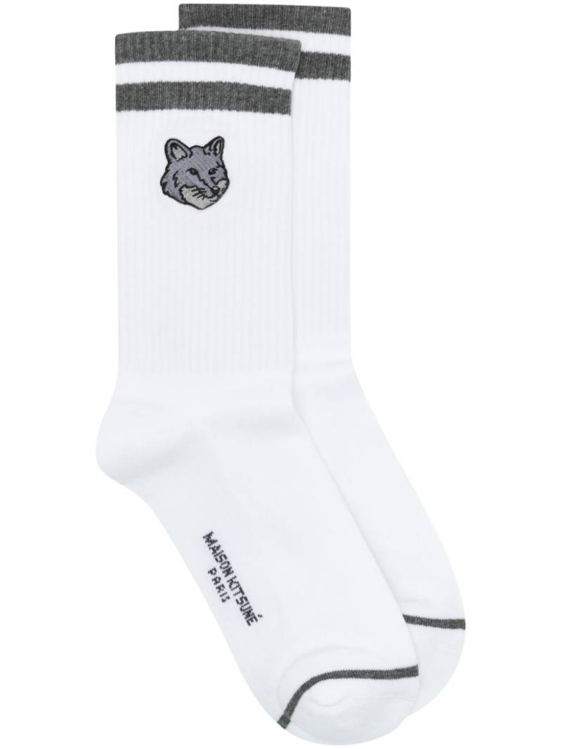 Maison Kitsuné Fox-motif cotton socks - White von Maison Kitsuné